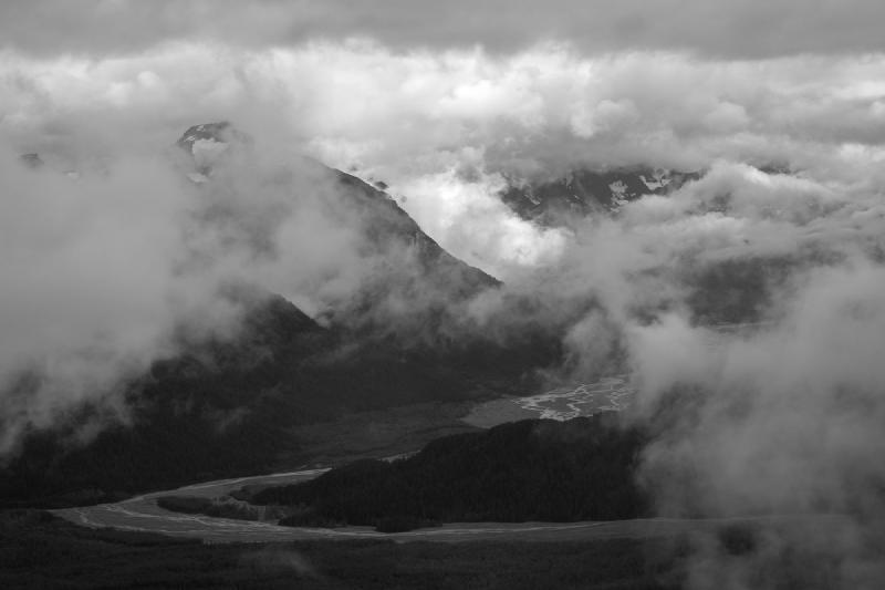 Misty view from a hike in Kenai Fjords National Park