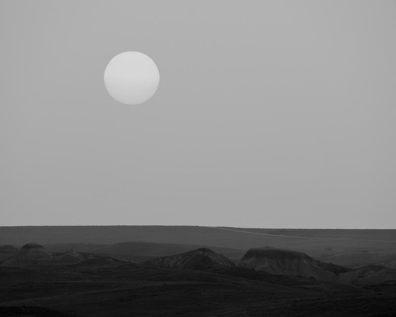Black and white sunrise over Badlands National Park